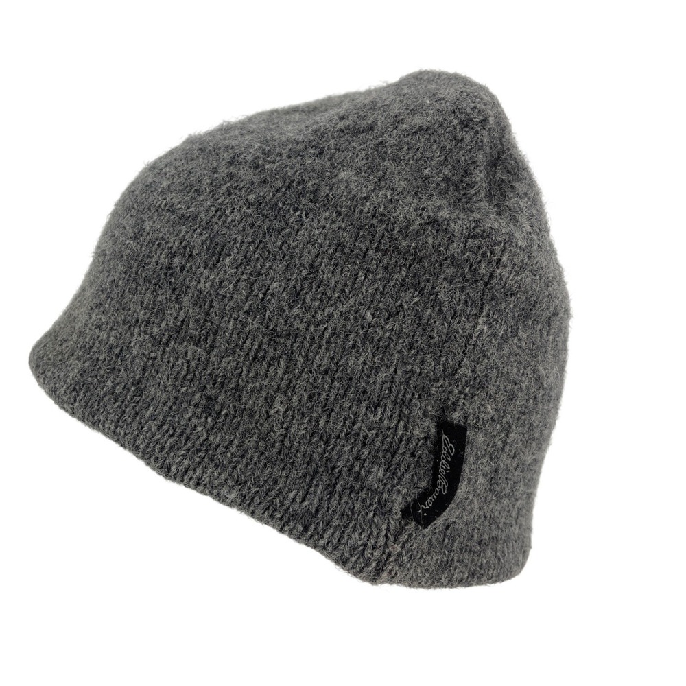 Eddie Bauer Mens Gray 100% Ragg Wool Fleece Lined Knit Beanie Hat One Size